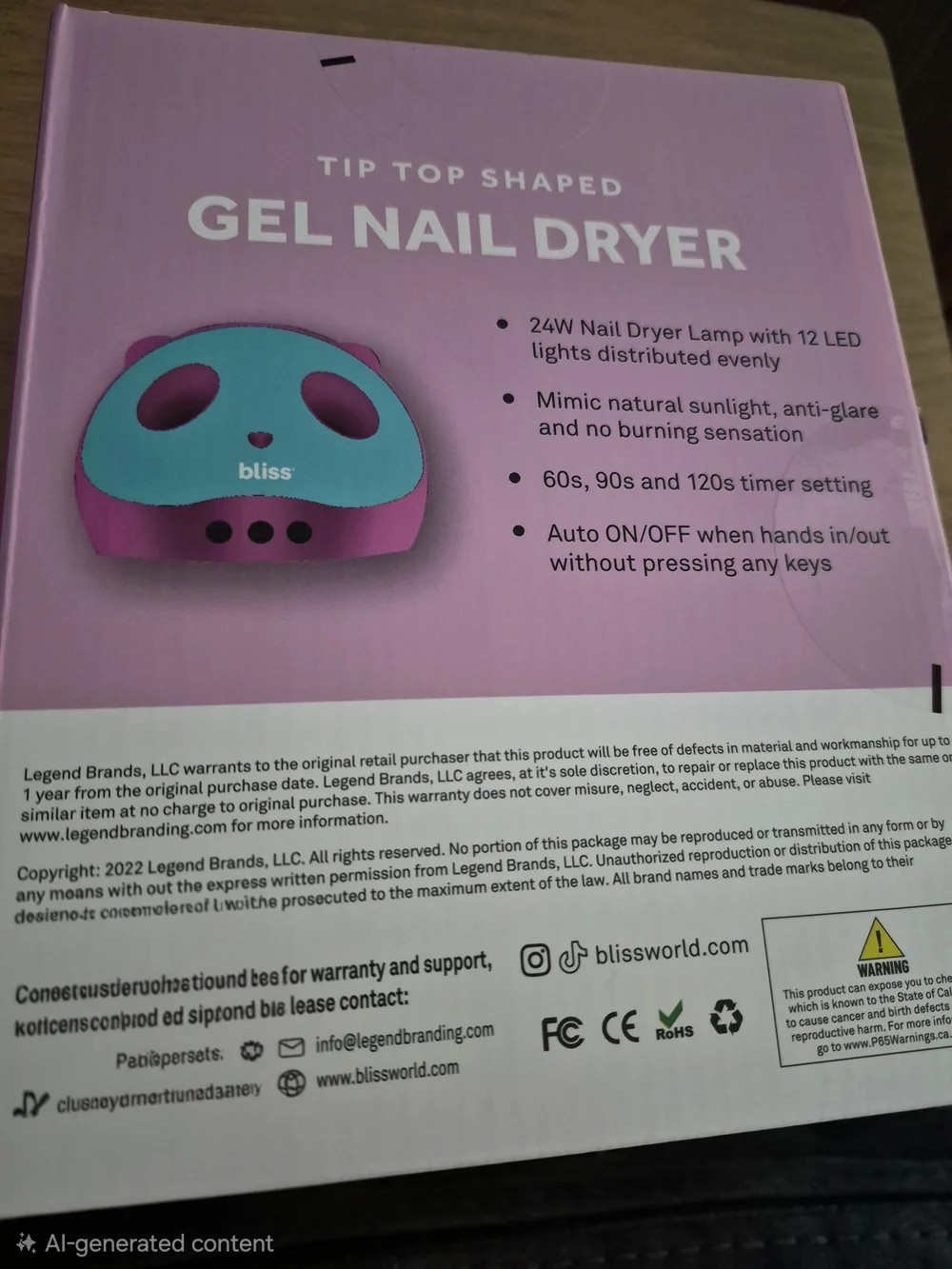 Bliss Gel Nail Dryer in Blue & Pink